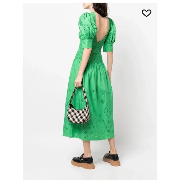 Ganni | Dresses | Ganni Broderie Anglaise Midi Dress Size 34 2 | Poshmark